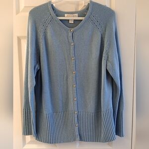 Vintage Casual Corner Annex Light Blue Rhinestone Button Cardigan Size X